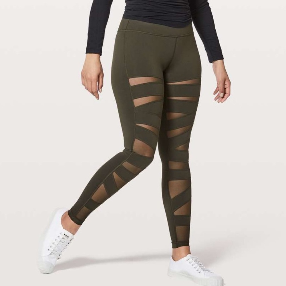 lululemon athletica Army Green Cut-Out Leggings